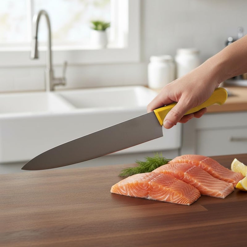 Kitchen Master 12 Inch Stainless Steel Professional Chef Knife (Yellow) - Image 3